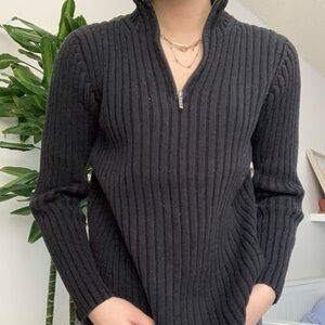 Women's Black Ribbed Sweater